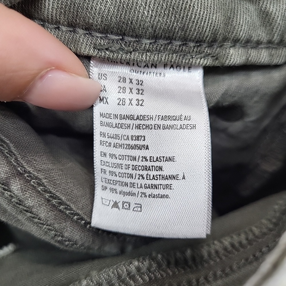 American Eagle Jeans Mens Sz 28X32 Gray Skinny Distressed Destroyed - Picture 14 of 14